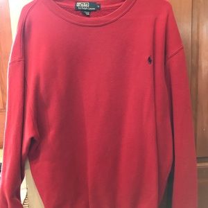 Men’s red polo crew neck sweatshirt